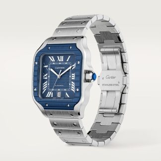 Cartier Uhr Santos de Cartier Großes Modell mit Automatikwerk Stahl PVD austauschbare Metall- und Kautschukarmbänder